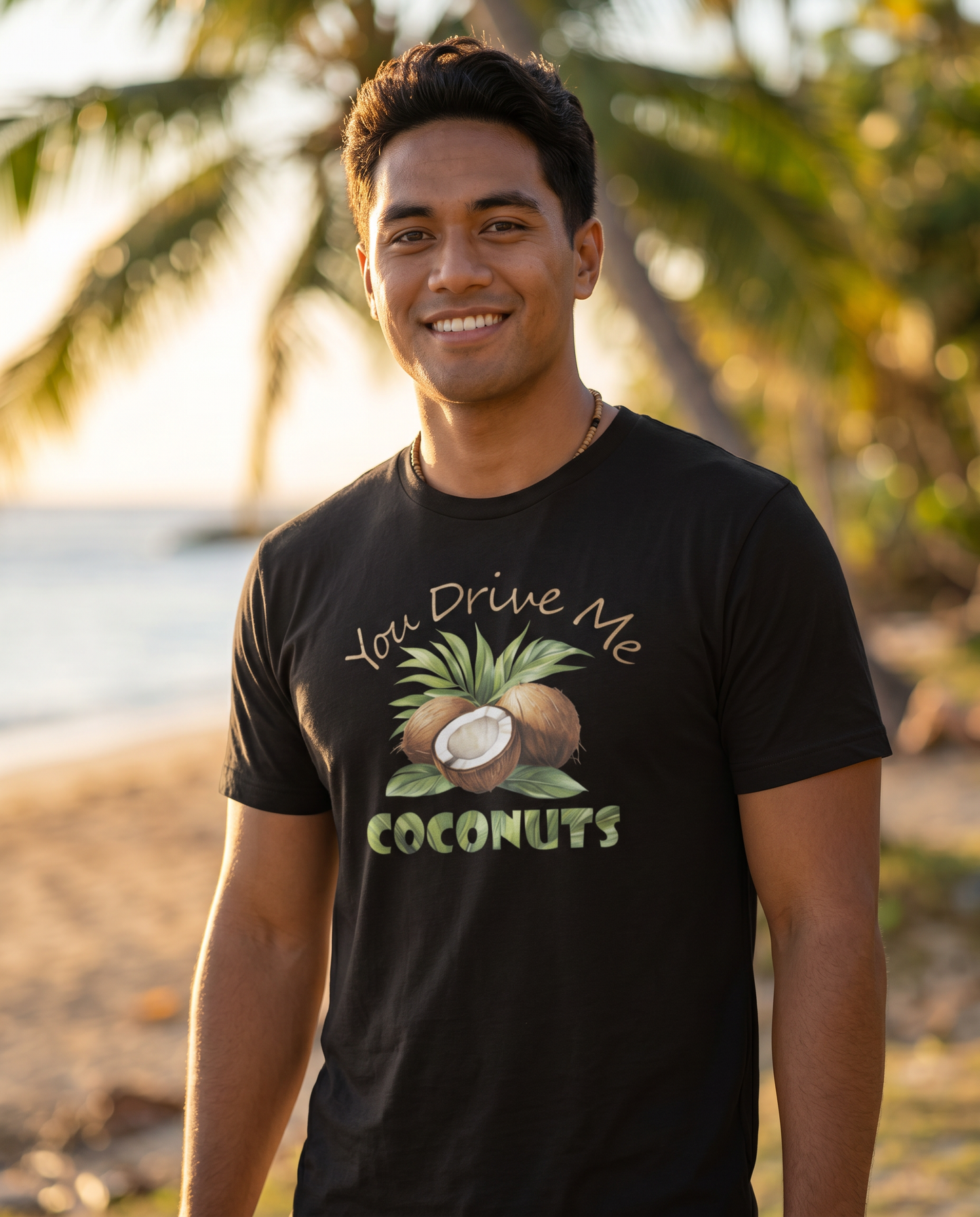 Model wearing the You Drive Me Coconuts Tee by JAN Creations
