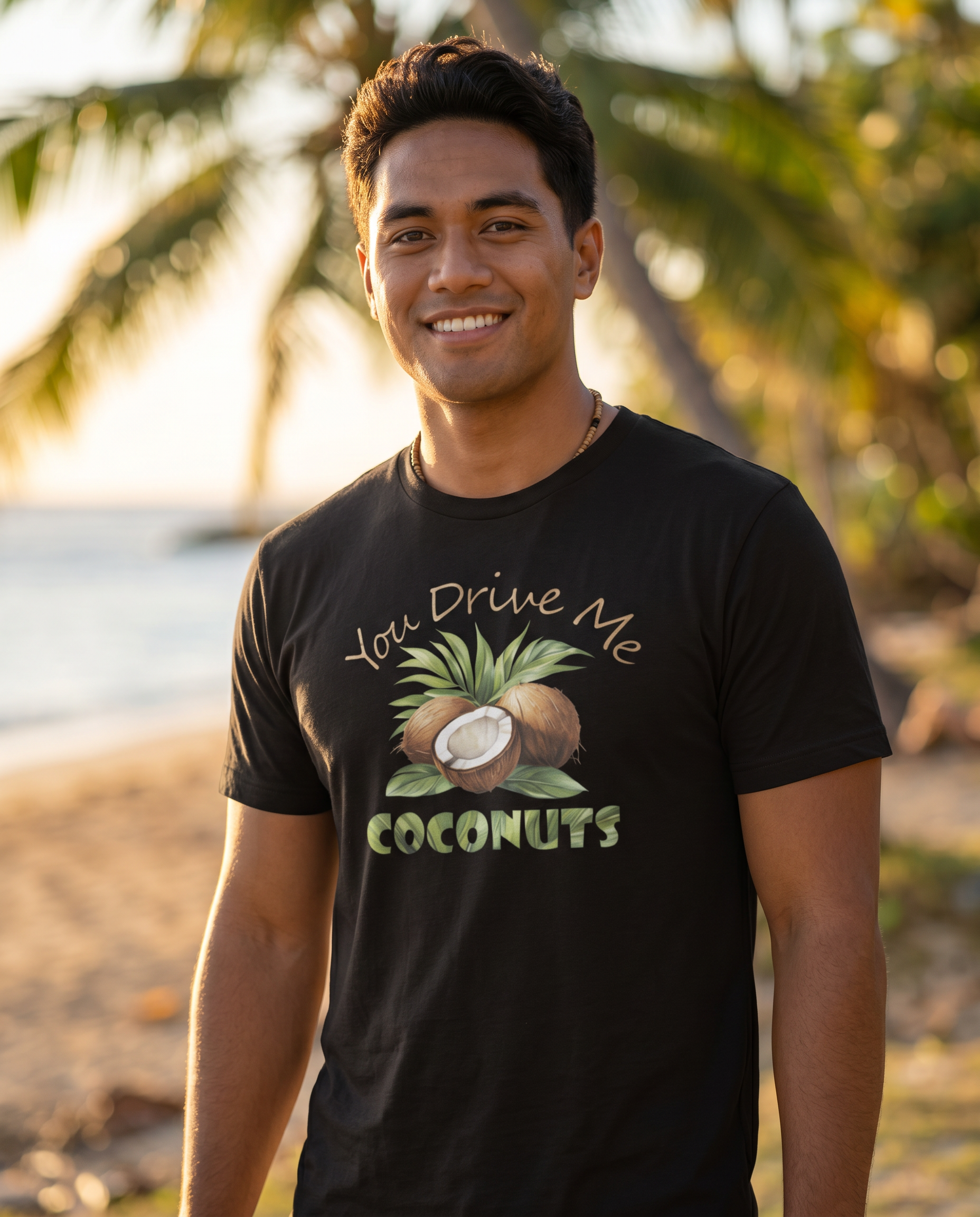 Model wearing the You Drive Me Coconuts Tee by JAN Creations
