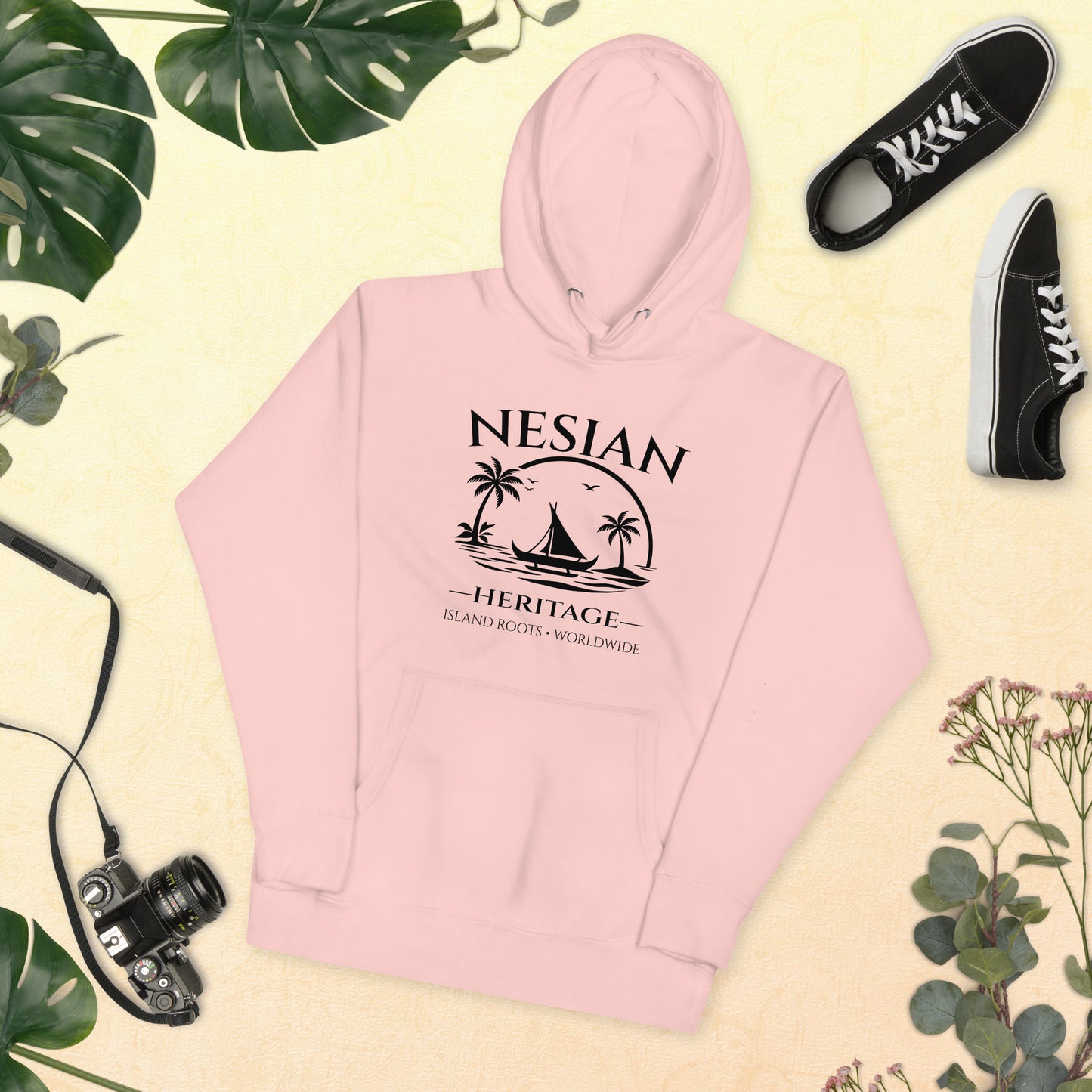 Light pink Nesian Heritage Premium Hoodie product mockup by JAN Creations