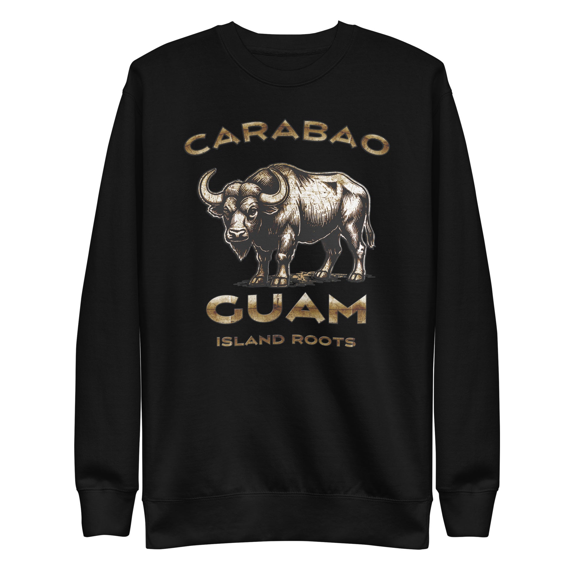 Black Carabao Guam Island Roots Crewneck Sweatshirt product mockup by JAN Creations
