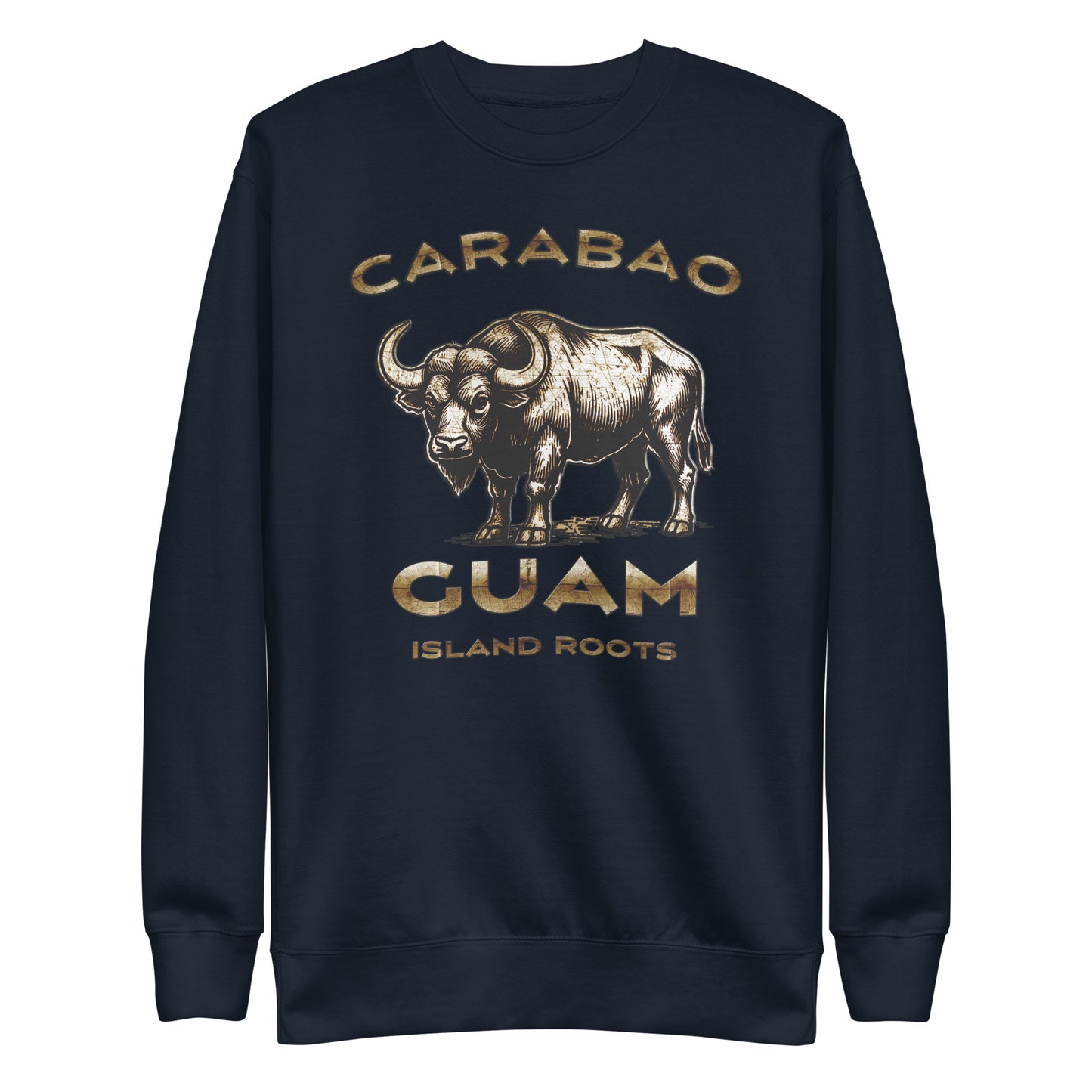 Navy Carabao Guam Island Roots Crewneck Sweatshirt product mockup by JAN Creations