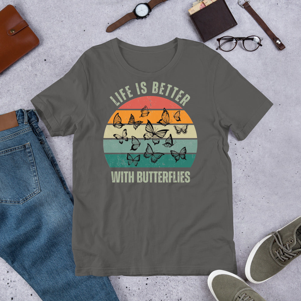 Unisex t-shirt - Retro Life is Better with Butterflies
