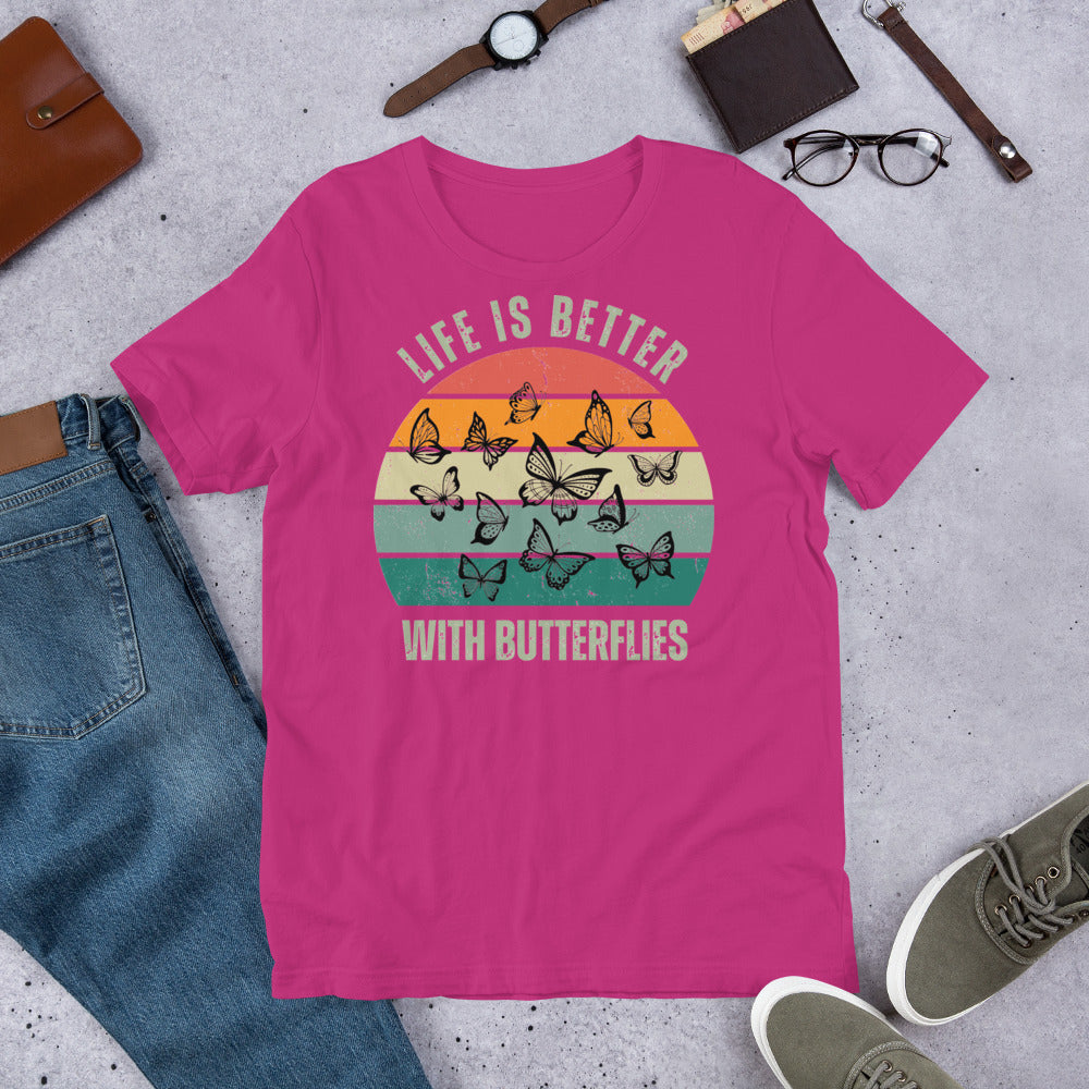 Unisex t-shirt - Retro Life is Better with Butterflies