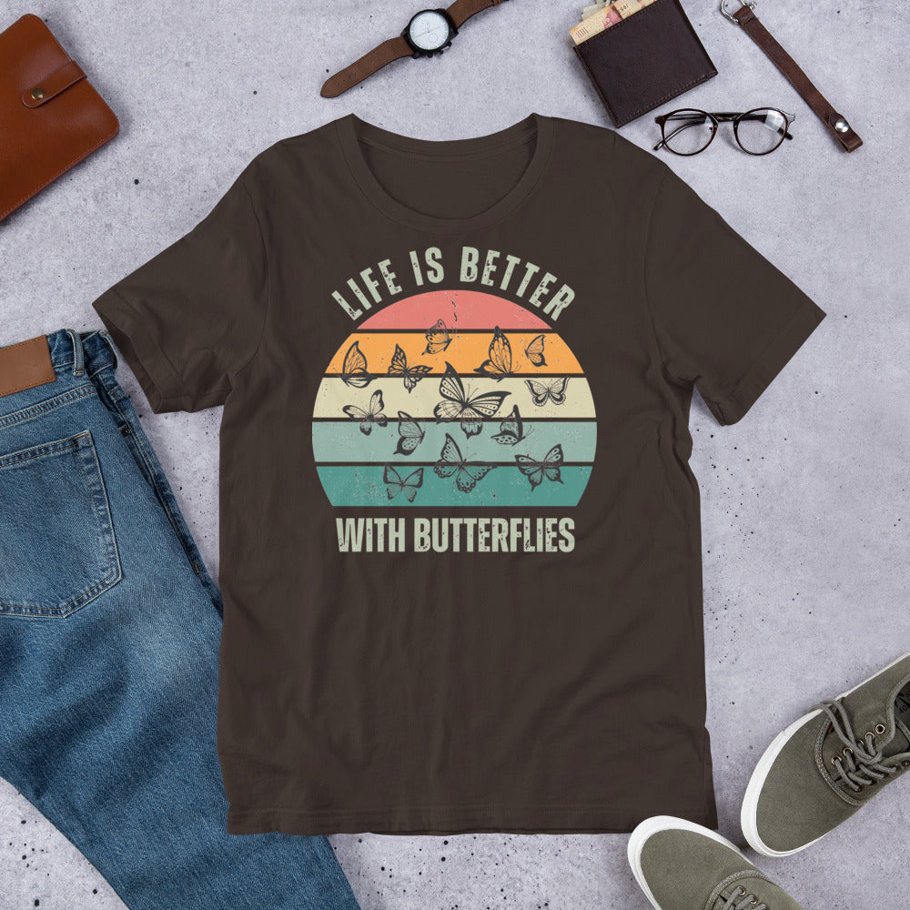 Unisex t-shirt - Retro Life is Better with Butterflies