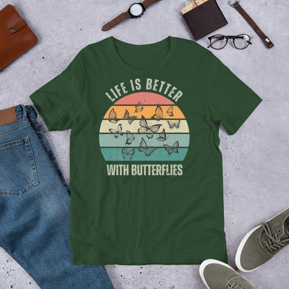 Unisex t-shirt - Retro Life is Better with Butterflies