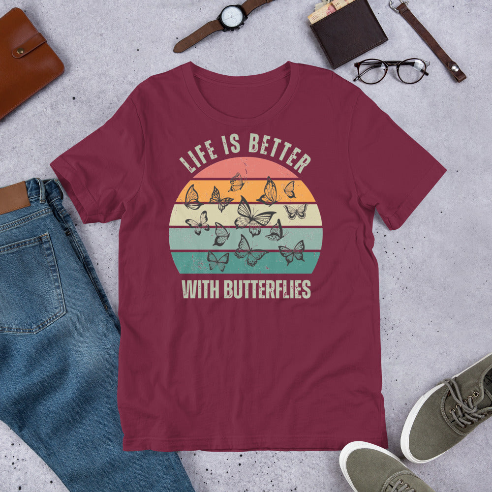 Unisex t-shirt - Retro Life is Better with Butterflies