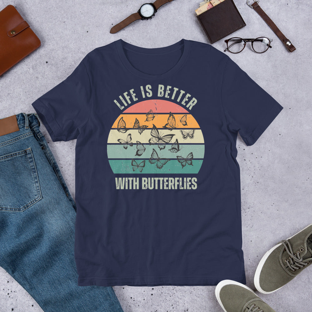 Unisex t-shirt - Retro Life is Better with Butterflies