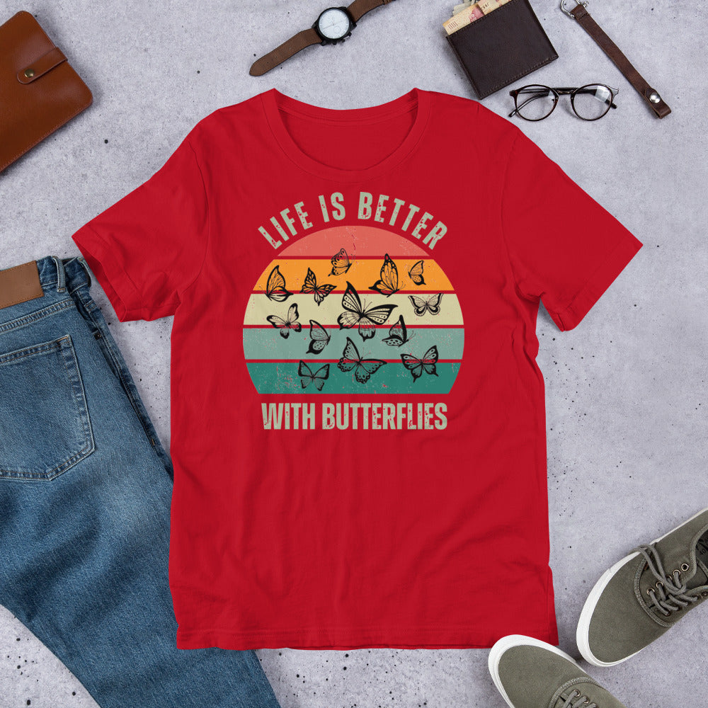 Unisex t-shirt - Retro Life is Better with Butterflies