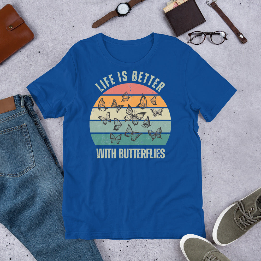 Unisex t-shirt - Retro Life is Better with Butterflies